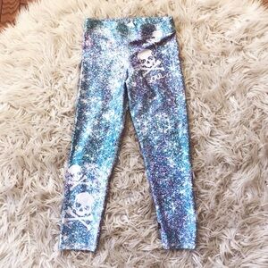 • Terez X Soulcycle • Skull Glitter Capri Legging